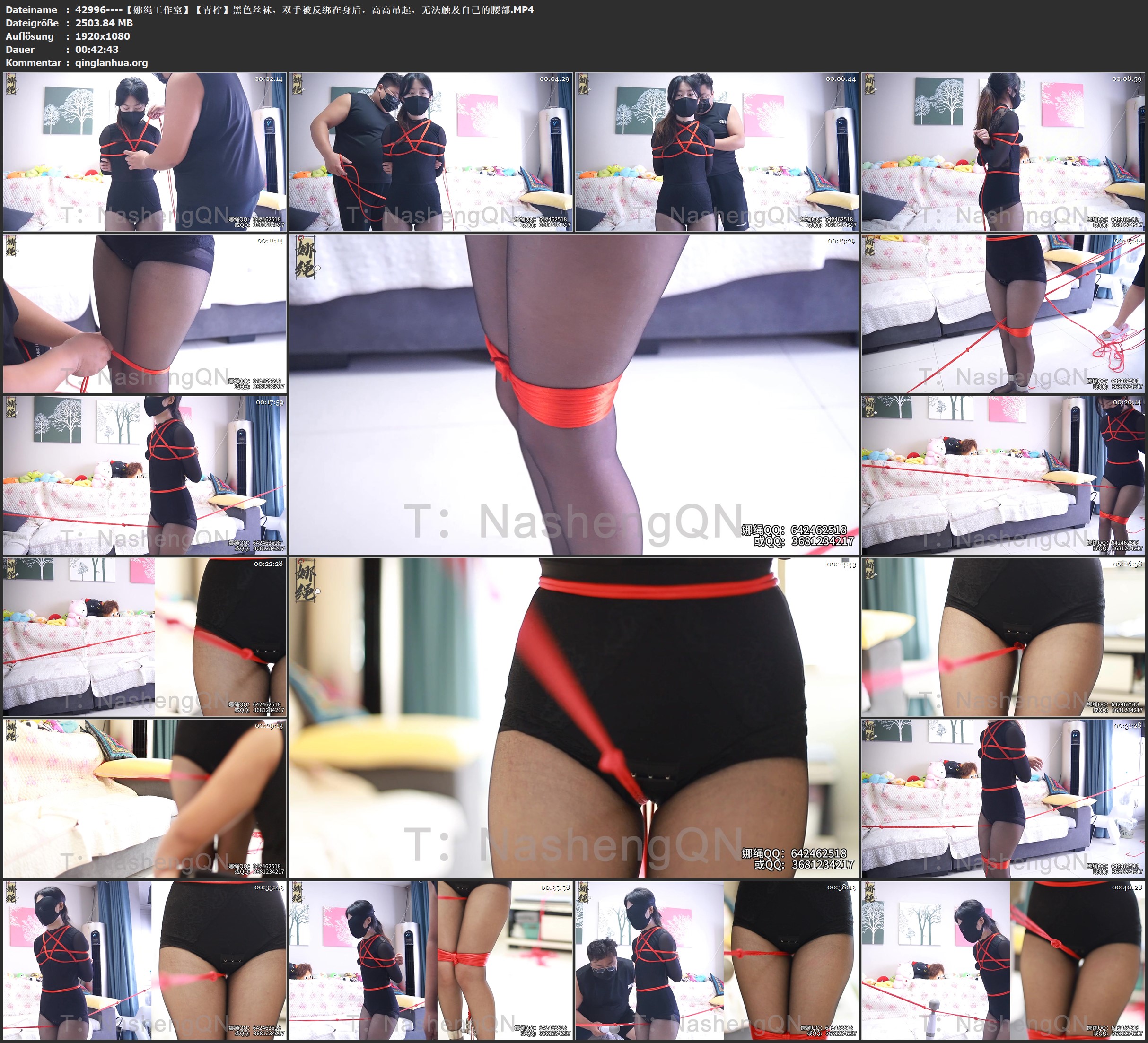 42996----【娜绳工作室】【青柠】黑色丝袜，双手被反绑在身后，高高吊起，无法触及自.jpg