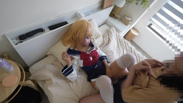 【zentai】ギャルココアの競泳ミニスカセーラー服♡手コキ+通常位セックス