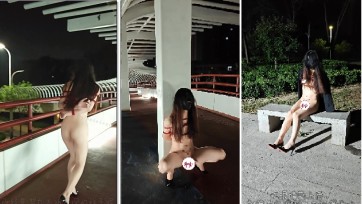 【一颗露露子】户外捆绑篇11——全裸高跟鞋户外日式捆绑，天桥露出探险失禁尿出，多次躲避路边车辆，长椅驷马捆绑放置蒙眼蹦跳游戏
